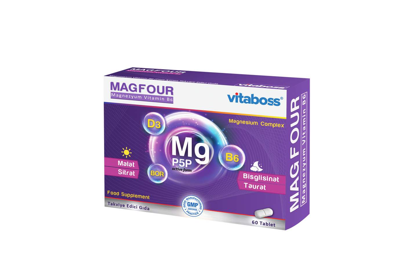 Vitaboss MAGFOUR – Gece & Gündüz Magnezyum Kompleksi | 60 Tablet
