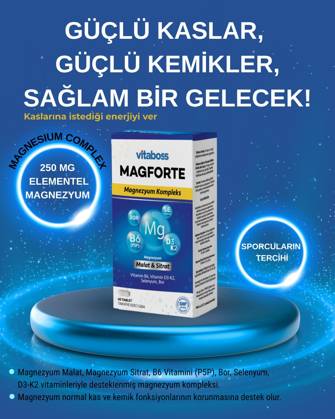 VITABOSS Magforte Malat-Sitrat Magnezyum Kompleks 60 Tablet