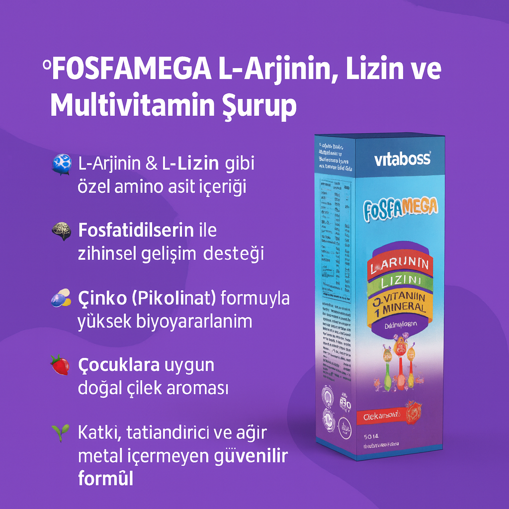 FOSFAMEGA L- Arjinin, Lizin ve Multivitamin İçeren Şurup