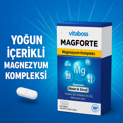 VITABOSS Magforte Malat-Sitrat Magnezyum Kompleks 60 Tablet