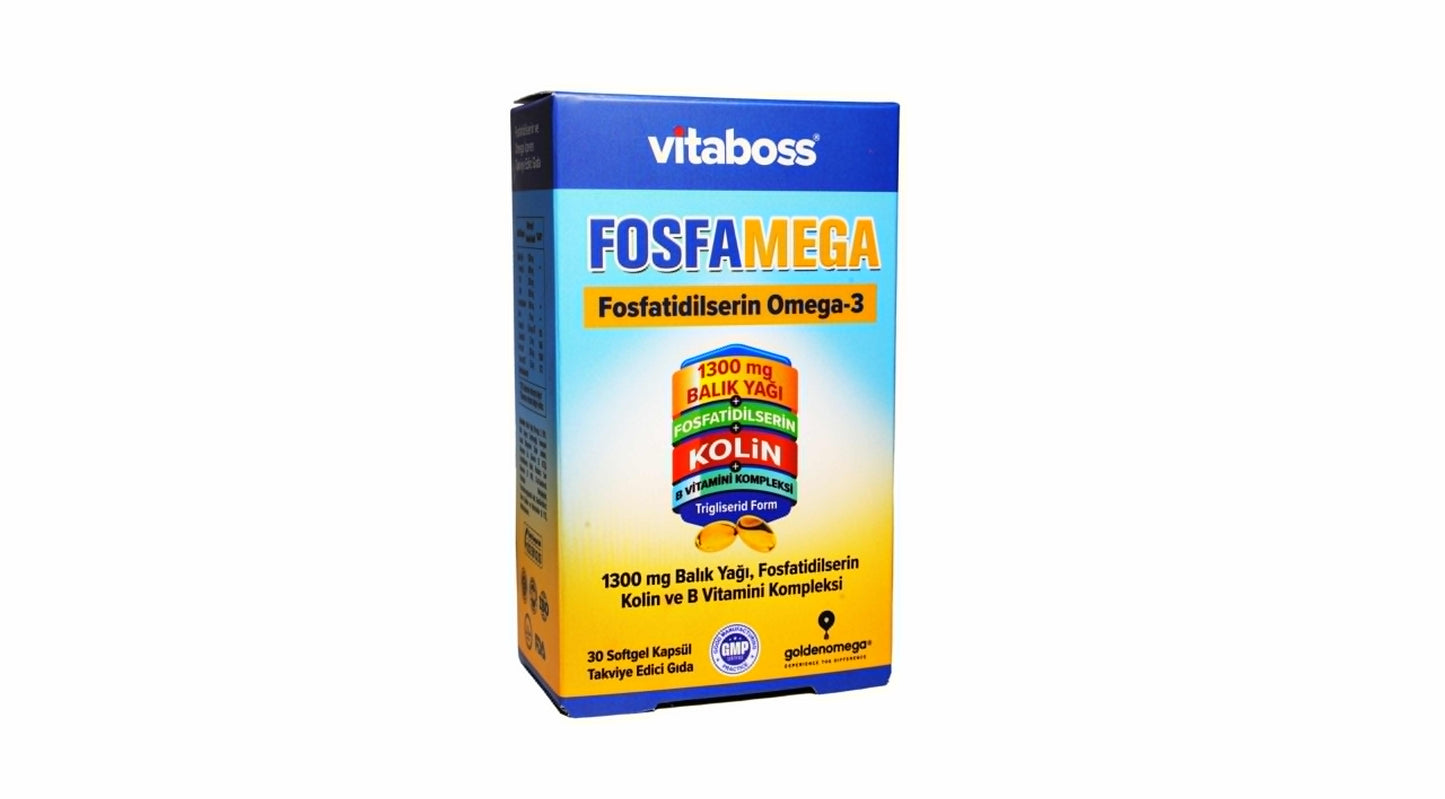 Vitaboss FOSFAMEGA – Fosfatidilserin, Kolin ve Omega 3 Softgel Kapsül