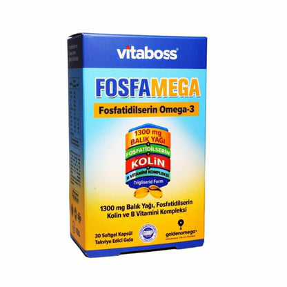 Vitaboss FOSFAMEGA – Fosfatidilserin, Kolin ve Omega 3 Softgel Kapsül