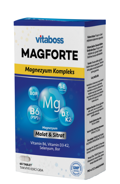 VITABOSS Magforte Malat-Sitrat Magnezyum Kompleks 60 Tablet