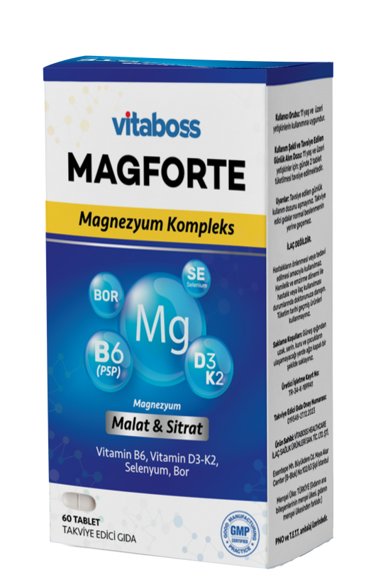 VITABOSS Magforte Malat-Sitrat Magnezyum Kompleks 60 Tablet